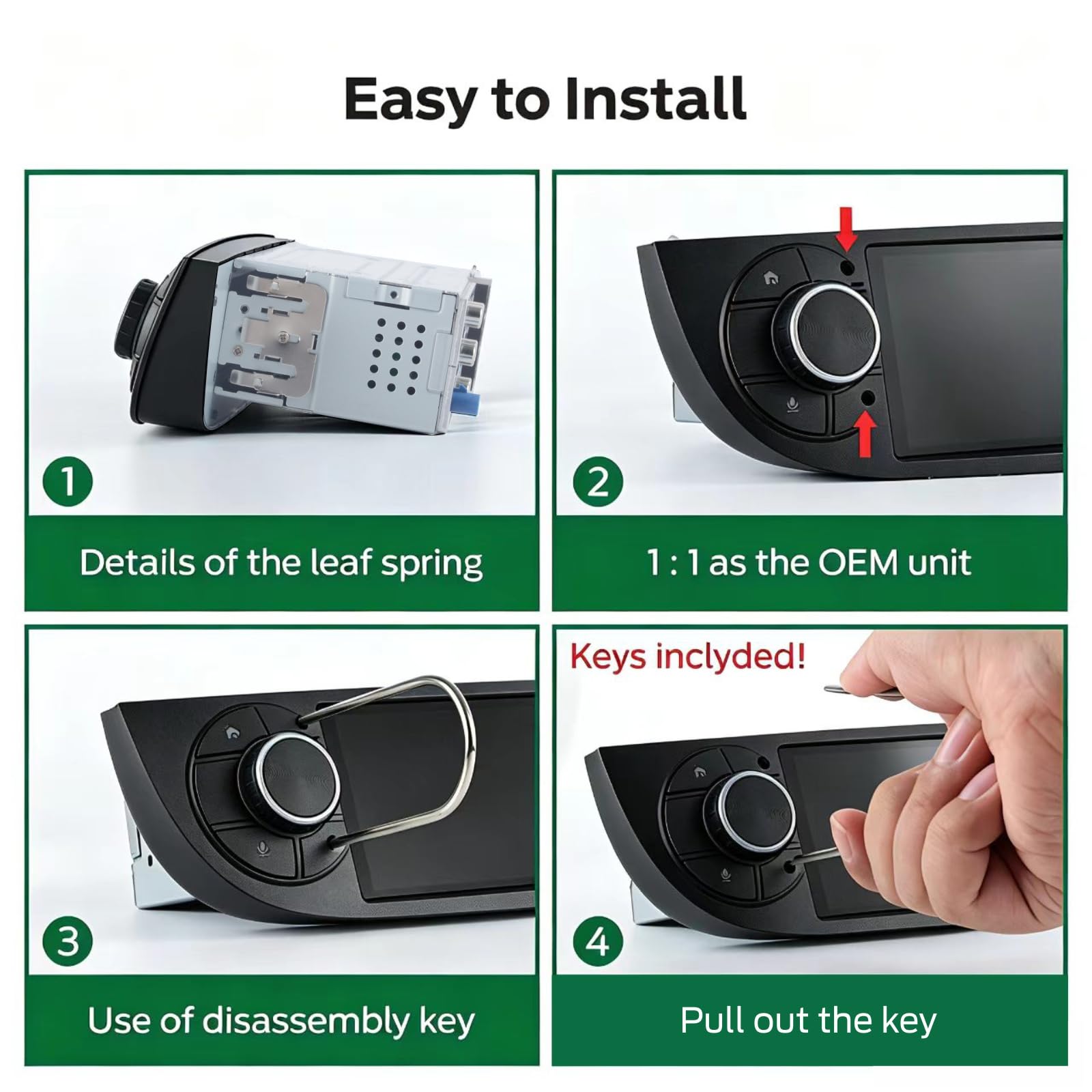 Linux-Autoradio für FIAT 500 2007-2015 mit kabellosem CarPlay und Android Auto, 2-Sekunden-Boot, physische Drehregler, OEM-Sound, Plug & Play ISO-Anschluss, Schwarz