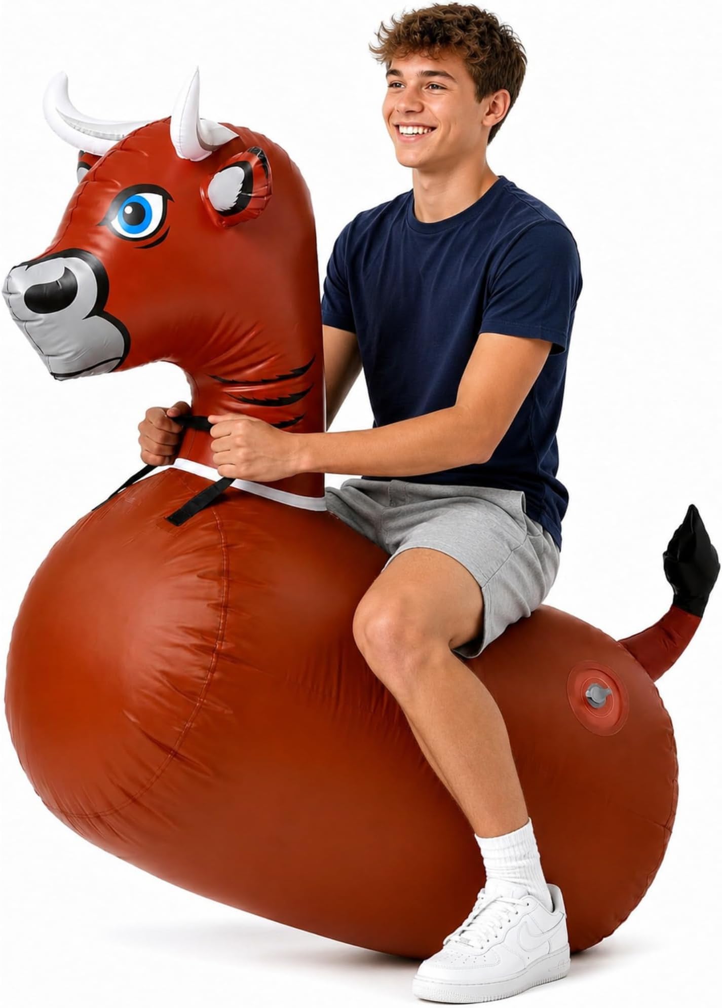 WADDLE Hip Hoppers Bouncy Hopper Inflatable Hopping Animal Bouncer, Supports Up to 250 Pounds, Ages 5 and Up (Brown Bull)