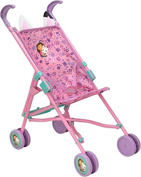Gabbys Dollhouse Pram | Toy Dolls Buggy | Baby Doll Pram | Childrens Baby Doll Pram Toy Umbrella Folding Pram | Role Play Toy Dolls Buggy Pram