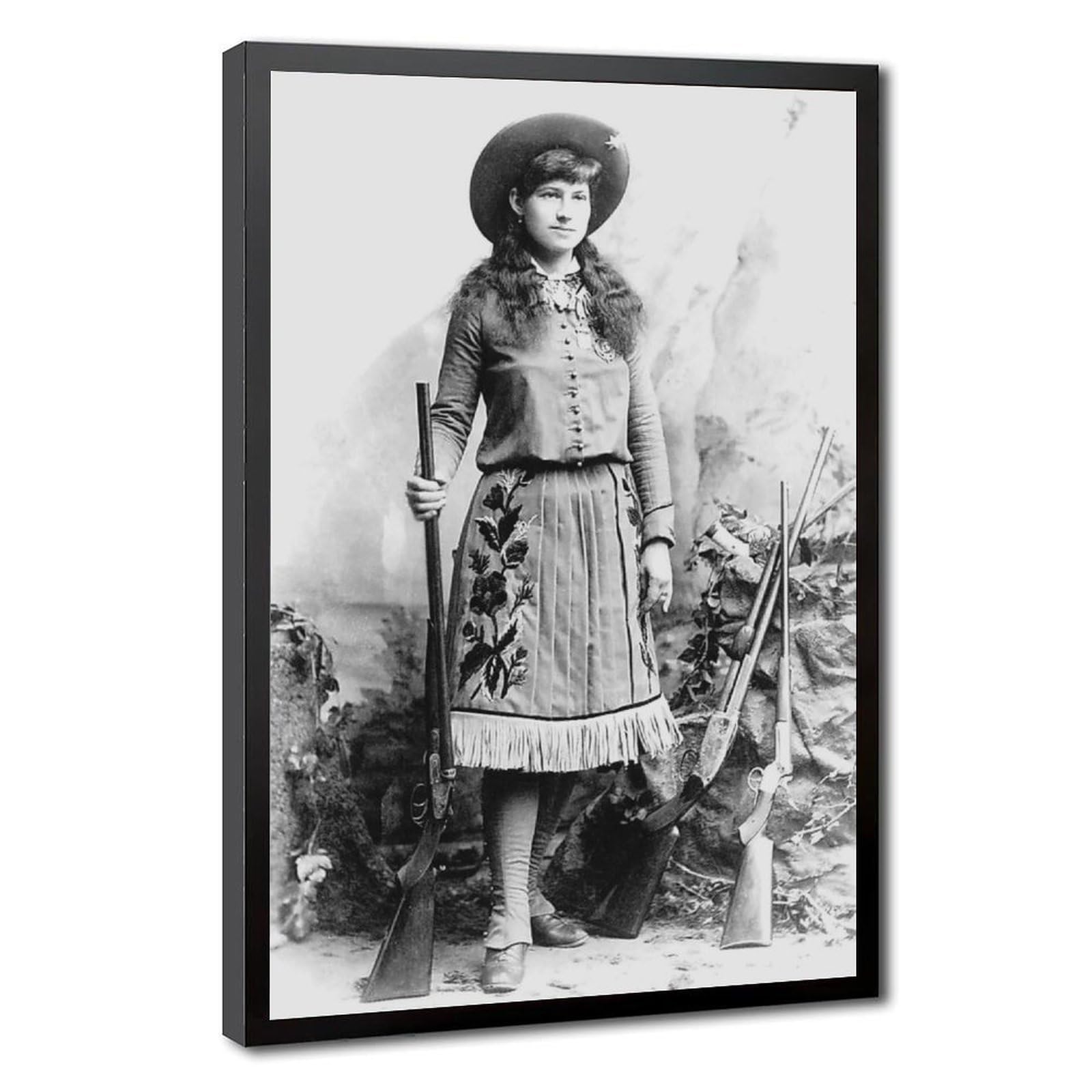 WCYB Annie Oakley Portrait Western Gun Owner Photograph Posters Prints Canvas Deco Paintings Wall Art Hangable Frame 16" L X 24" W
