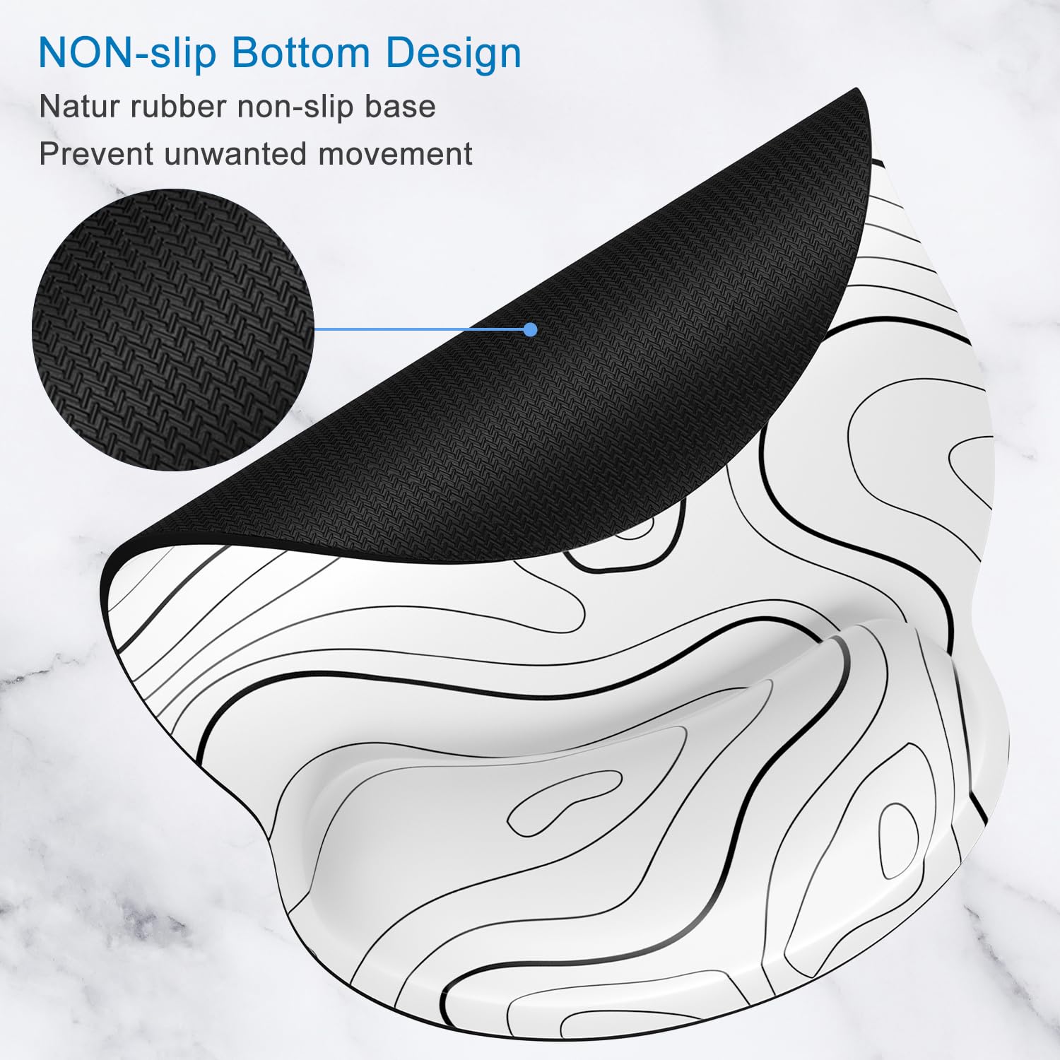 Tappetino Per Mouse Ergonomico Con Supporto Polso - Antiscivolo, 24.9x23.1 Cm, Design Fungo