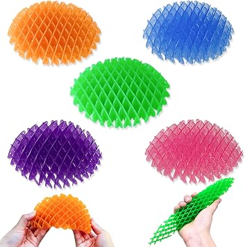 5 Pack Stretchy Fidget Toys, Sensory Wigglers for Kids Teens Adults | Elastic Mesh Resistance Fidgets, Quiet Sensory Toys for Classroom, Desk, Travel, Party Favors, Stress and Anxiety Relief