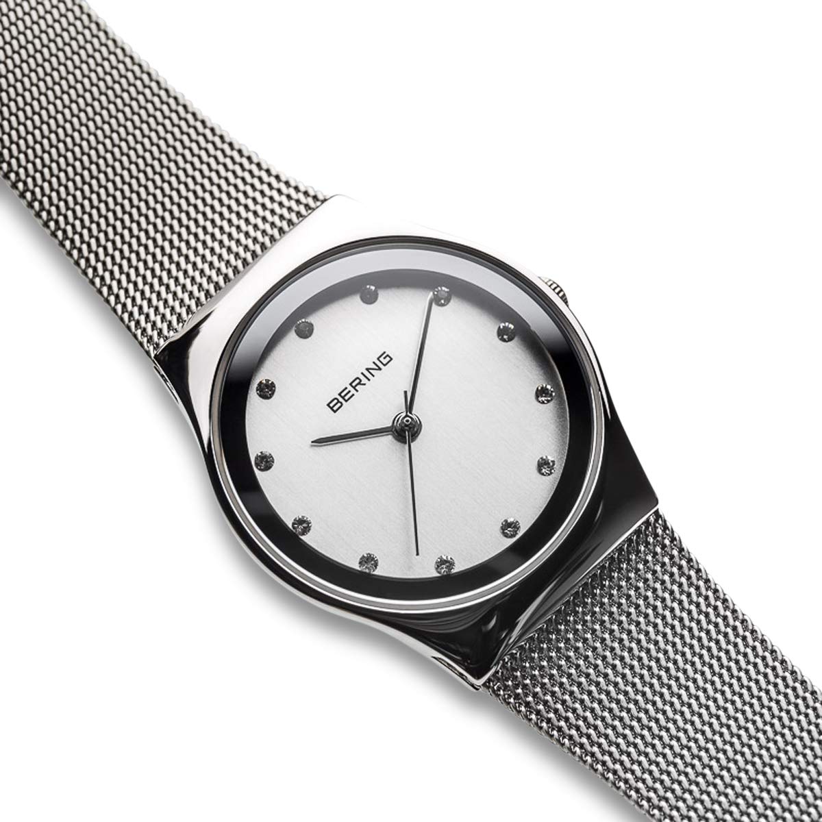 Bering Damen Quarz Uhr | Armbanduhr 27 mm Edelstahlgehäuse und Zifferblatt | Milanaisearmband | Saphierglas | 3 ATM | 12927