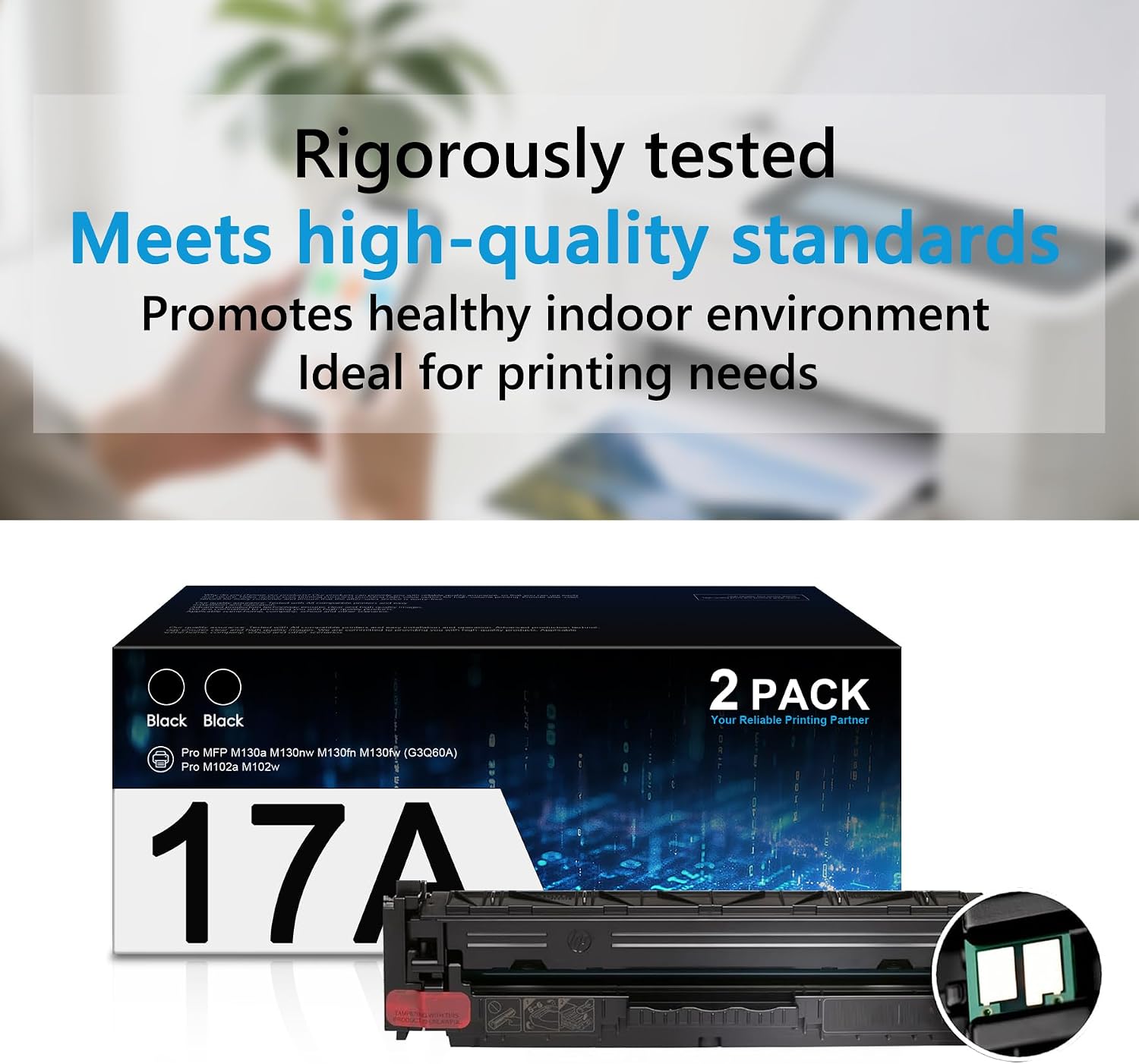 BERRYSKY 17A Black Toner Cartridge 2-Pack with chip High Yield Replacement for HP 17A Black Toner Cartridge Laser Jet Pro M102w M130nw M130fw M130fn M102a M130a Pro MFP M130 M102 Series Printer
