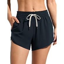 CRZ YOGA Relaxed Fit Dolphin Board Shorts for Women 3.5" - High Waisted Swim Beach Bathing Trunks Bottoms with Liner