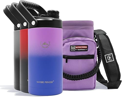 NATURE PIONEOR Botellas de agua aisladas con pajilla, botella de agua de acero inoxidable de 64 onzas de boca ancha al vacío con soporte, disponible en Yaxa El Salvador