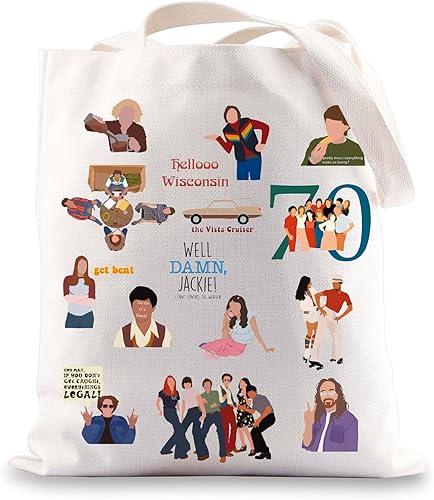 G2TUP Bolsa de compras para programas de televisión retro de los años 70, bolsa de mano de personajes de los 70, bolsa reutilizable de comedia