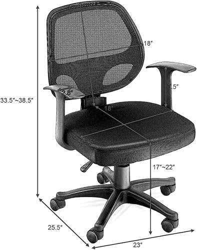 Miniatura 2 de Juego de 6 sillas de escritorio de diseño ergonómico para ordenador portátil con respaldo de malla ventilada, altura ajustable, asiento giratorio de