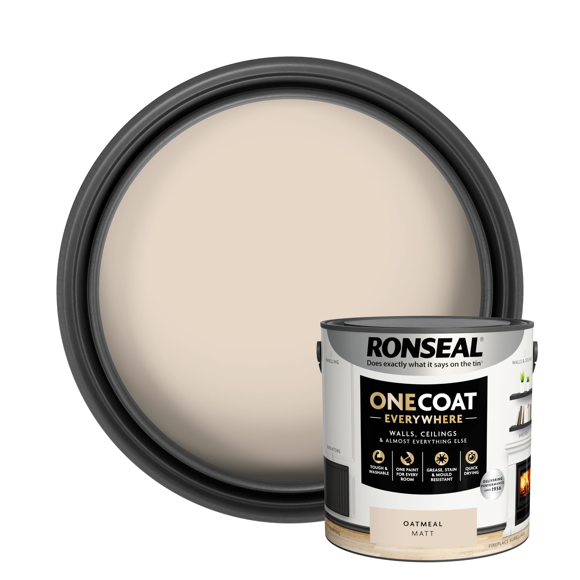 Ronseal One Coat Evrywhere Matt Paint 2.5L  Oatmeal from B&Q