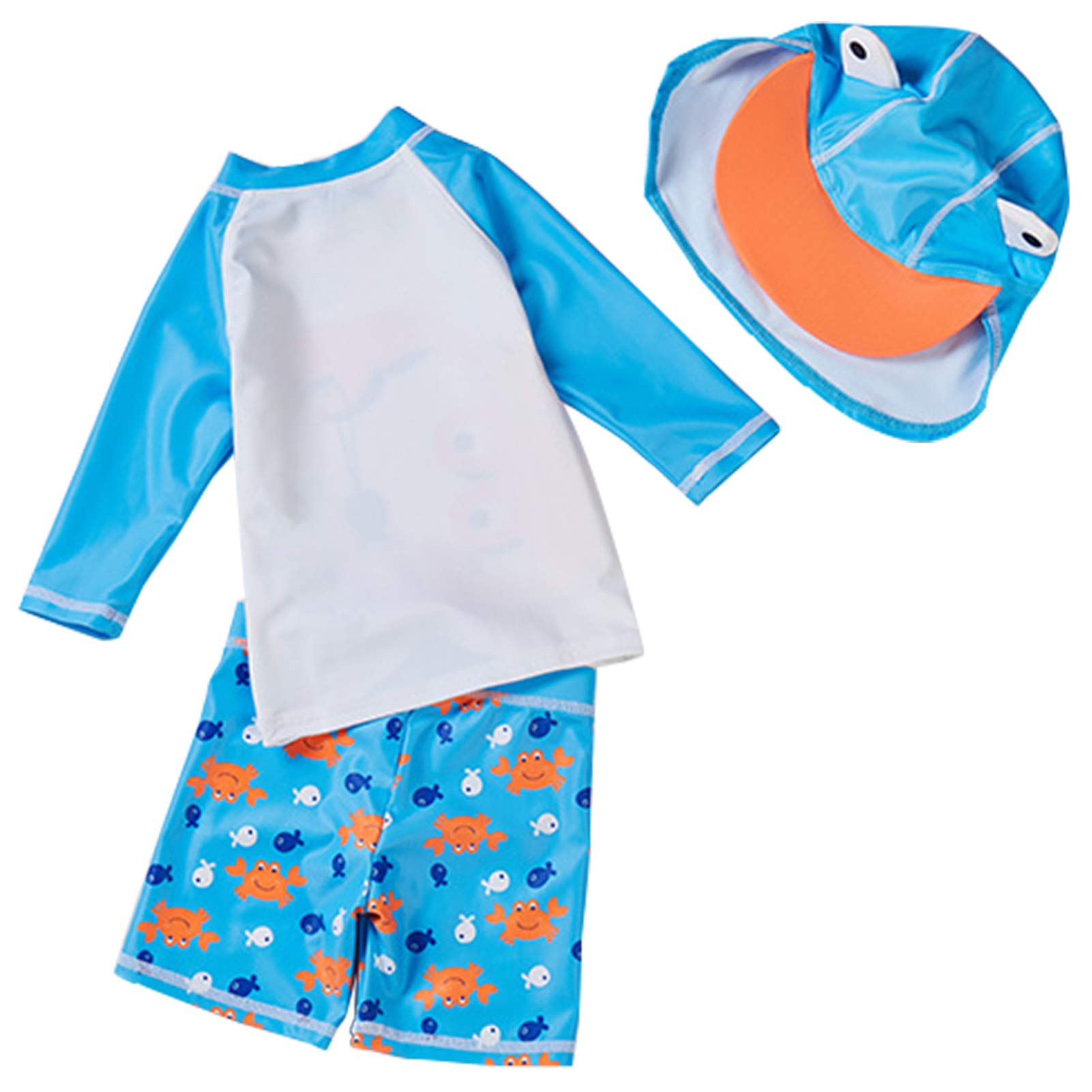 Happy Cherry - Maillot de Bain Garçon 2 Pièces T-Shirt Manches Courtes + Short de Bain avec Bonnet de Bain Costume de Natation Anti-UV 1-7 Ans