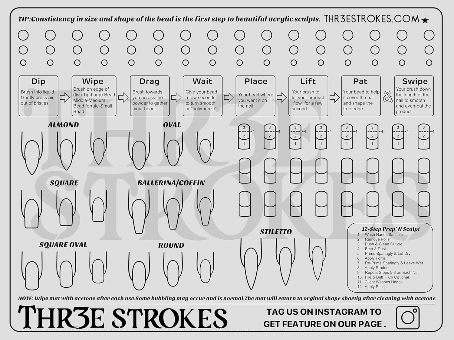 THR3E STROKES Silicone Training Mat for Perfect Acrylic Nail Application Non Slip, Reusable & Professional Nail Art Tool-image-27