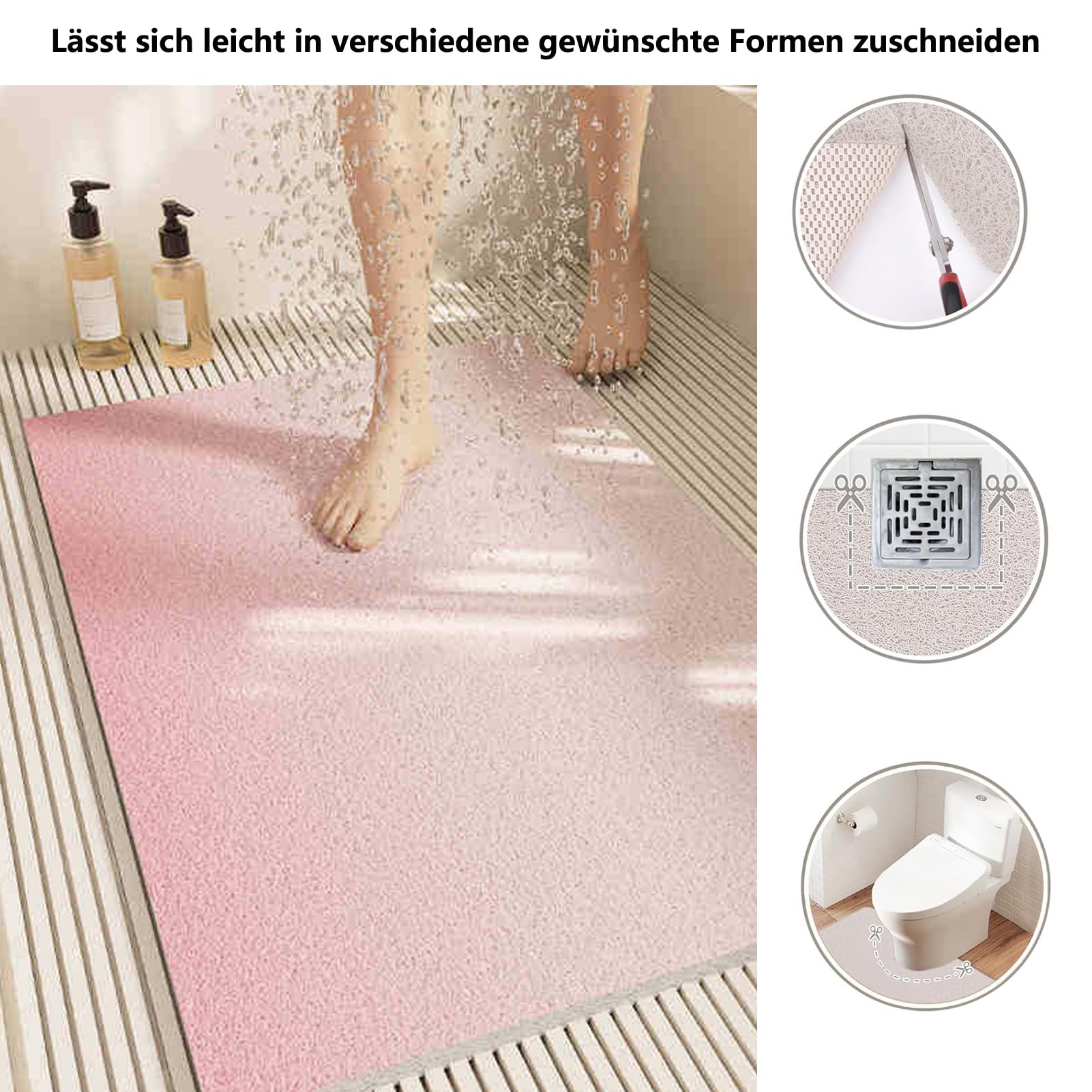 Pevfeciy Douchemat Antislip 75x120 cm eenvoudig Antislip Douchemat Zacht en Comfortabel PVC,Hoge doorlatendheid,Voor moderne badkamers