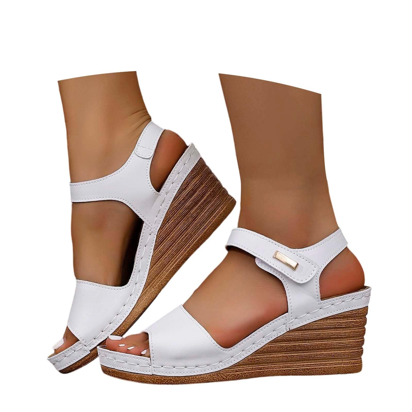 Ciabatte Ortopediche Donna Estive - Pelle Anatomiche Sandali Pantofole Zeppa Comode Da Casa Eleganti Leggere Ciabatte Per Fascite Plantare Moda Aperta Antiscivolo Arch Support Sandalo Spiaggia Mare