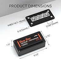 Vista 2 de Litime Bloque de distribución de energía 300A, barra de bus con postes terminales 4* M8, máx. DC 48V para automoción, marina, aplicaciones solares