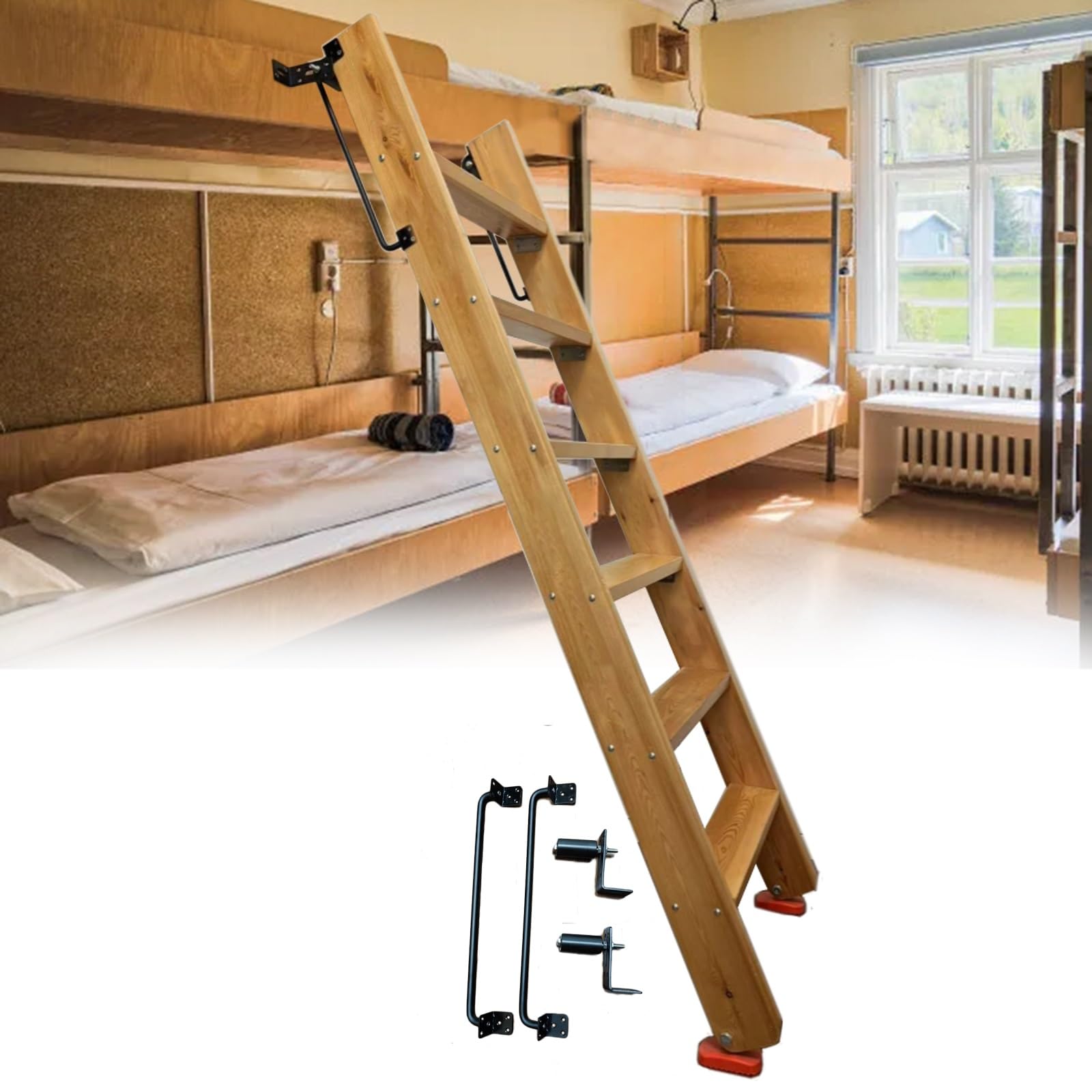Échelle pour lit superposé amovible avec barreaux larges pour dortoir et lit mezzanine