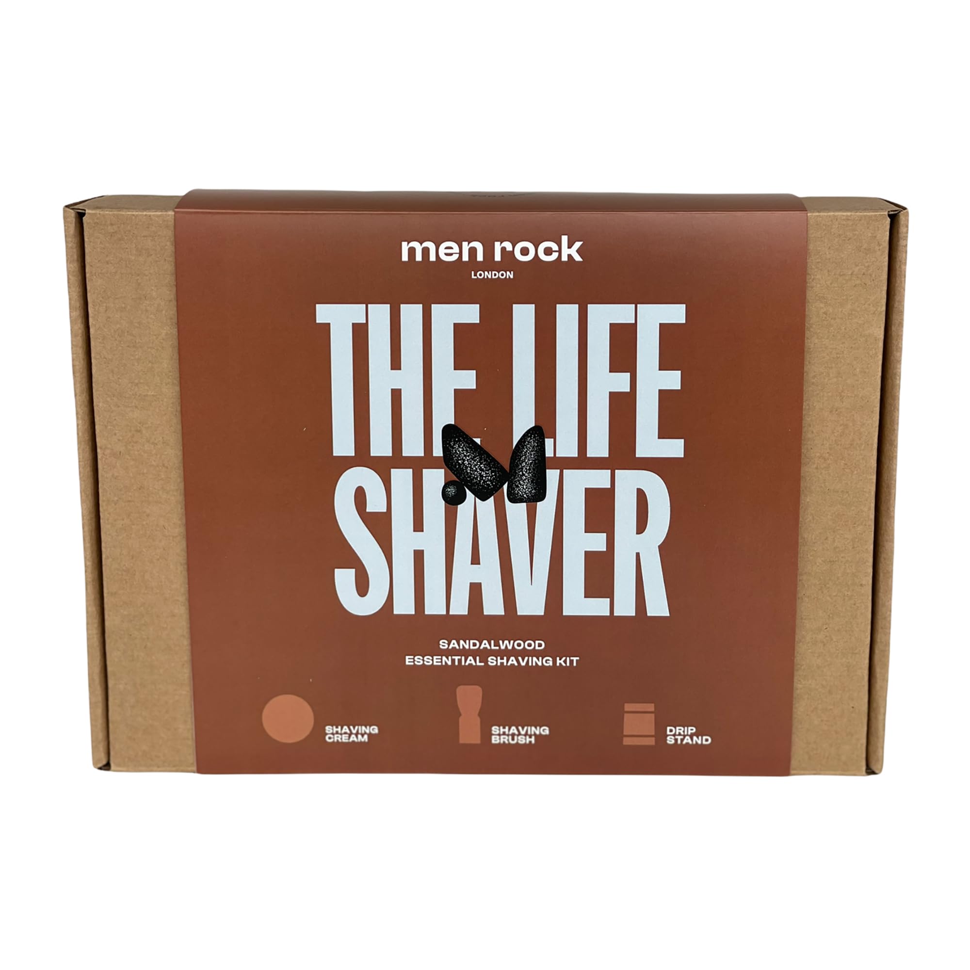 Men Rock The Life Shaver Sandelholz Rasierset Männer - Inklusive Rasiercreme, Synthetischem Rasierpinsel & Rasierpinselhalter