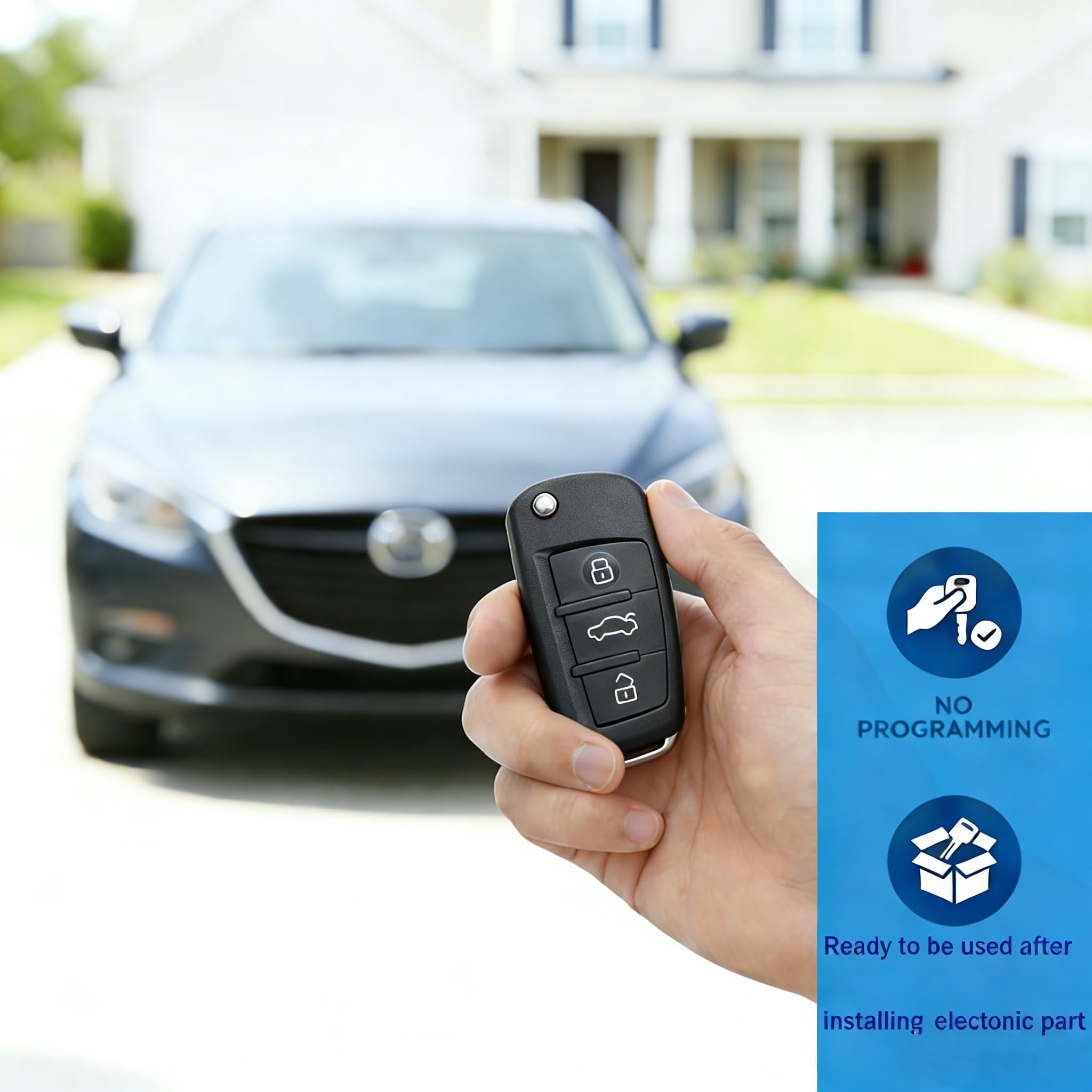 3 Buttons Flip Key Fob Case for Audi A3 A4 A6 A6L A8 Q7 TT S3 S4 S6 Quattro Entry Remote Fob Battery CR2032 &Pin Removal Tool with uncut blade - 5