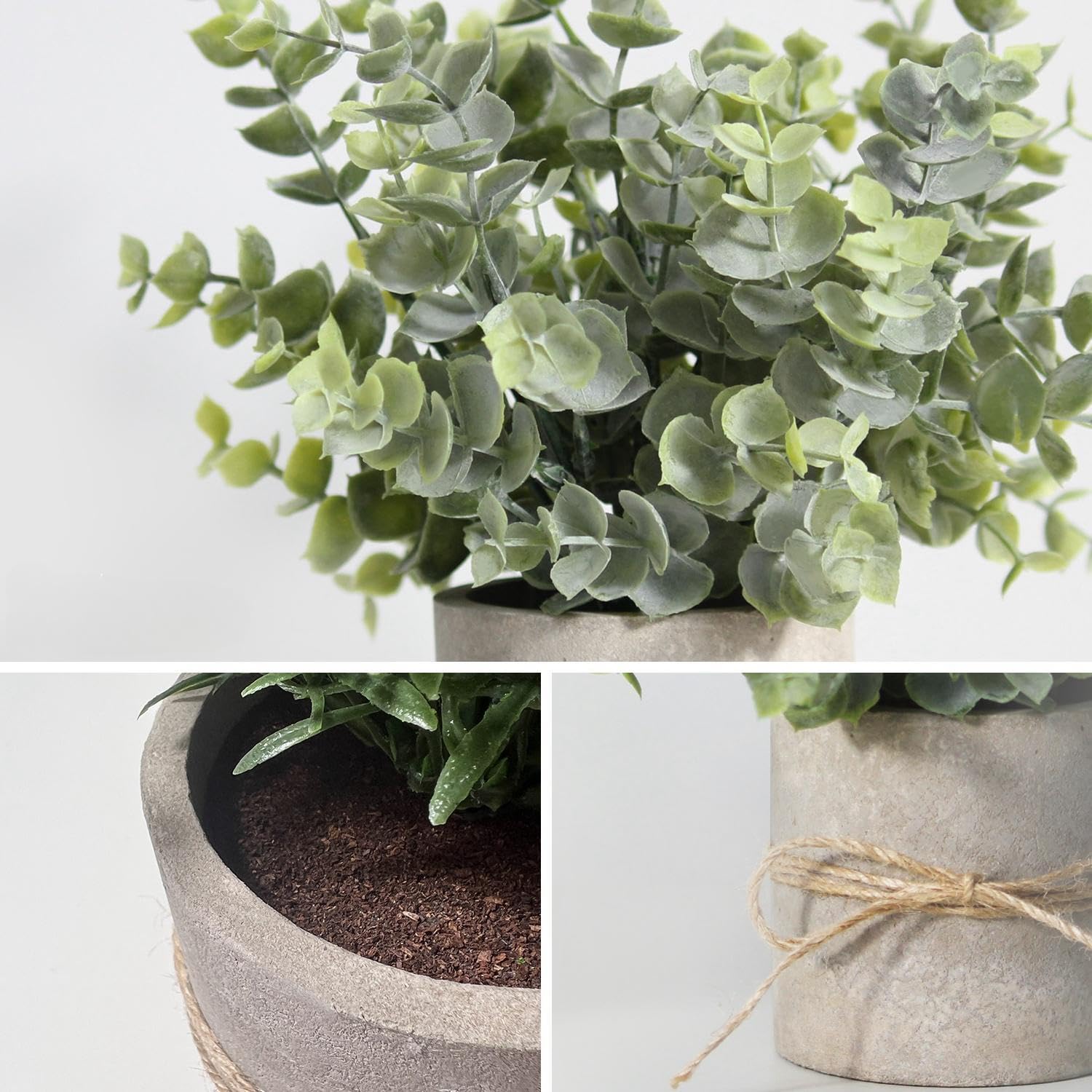 Dahey Kunstmatige eucalyptus kunstplant binnen voor woondecoratie, bureau nepplanten in rustieke rechthoekige potten tafel middelpunt voor kantoor, badkamer, bureau, kamer, groendecoratie