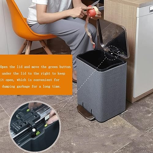 Miniatura 4 de Cubo de basura de lujo de acero inoxidable con tapa, moderno nórdico para baño, inodoro, oficina, basurero (color  30 l7.9 galones)