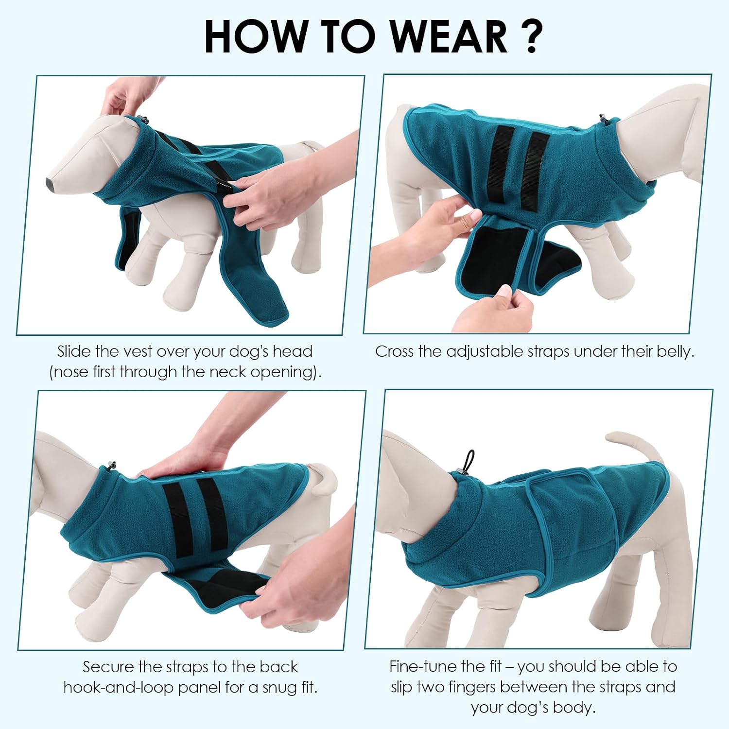 Dog Sweater,Adjustable Dog Sweaters for Small, Medium and Large Dogs Boys Girls, Dachshund Chihuahua Fleece Dogs Sweater(Peacock Blue,L)