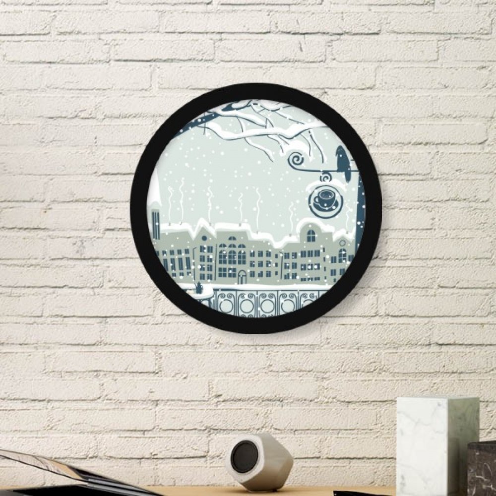 Cadre photo rond en bois noir cadeau idéal peinture oiseau arbre neige