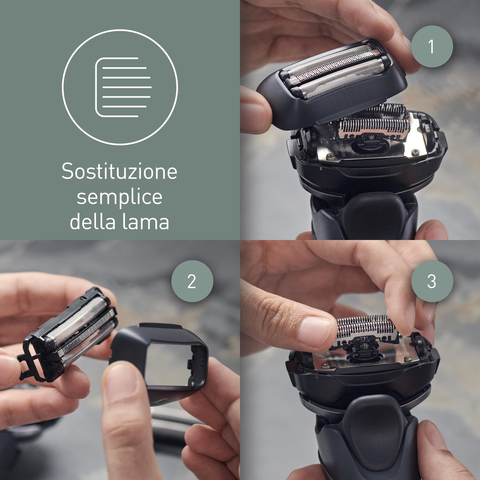 Panasonic WES9015Y1361 Lame di Ricambio per Rasoi Elettrici ES-LT6N, ES-LT4N, ES-LT2N, ES-LT68 e ES-LT67, Confezione Combinata, Sistema a 3 Lame, Acciaio Inox Giapponese all'Avanguardia, Impermeabile