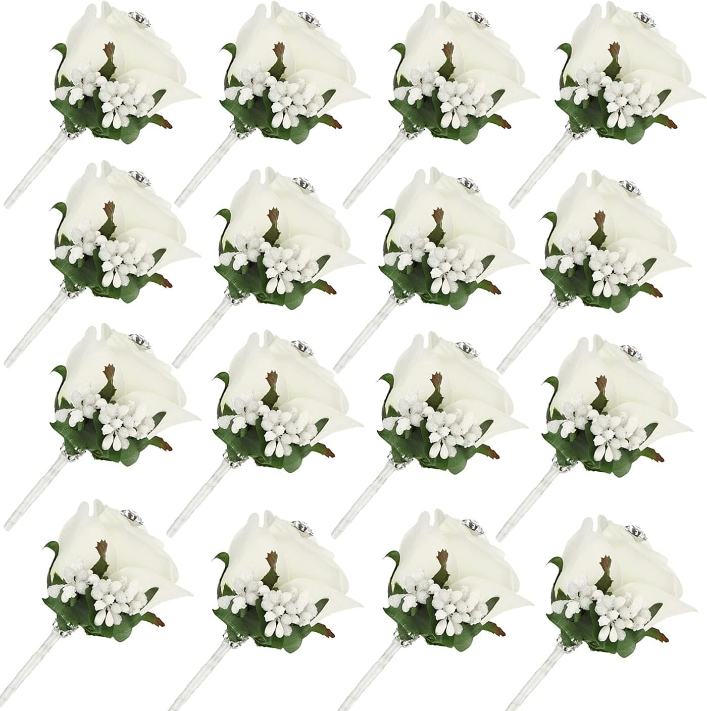 JaosWishMen Boutonnieres for Wedding,Handmade Silk Rose Boutonniere Corsage for Groom Party 6/8/16/24PCS, Plastic, resin