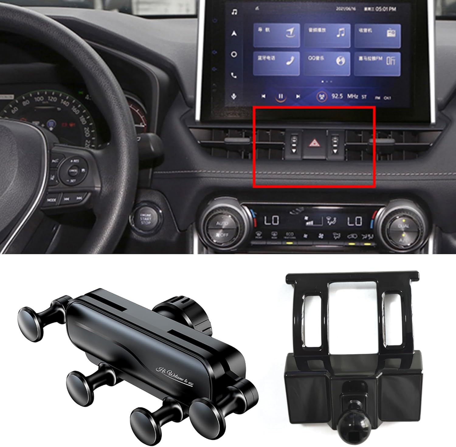 UDIWOK RAV4 Car Mount, Exclusive Mobile Phone Holder for Toyota RAV4 (2020~2024)