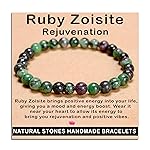 AD Beads Handmade Gemstone Stretch Elastic Bracelet Crystal Healing Reiki Nature\'s Beauty and Spiritual Essence Unisex (6mm, Ruby Zoisite (Rejuvenation))