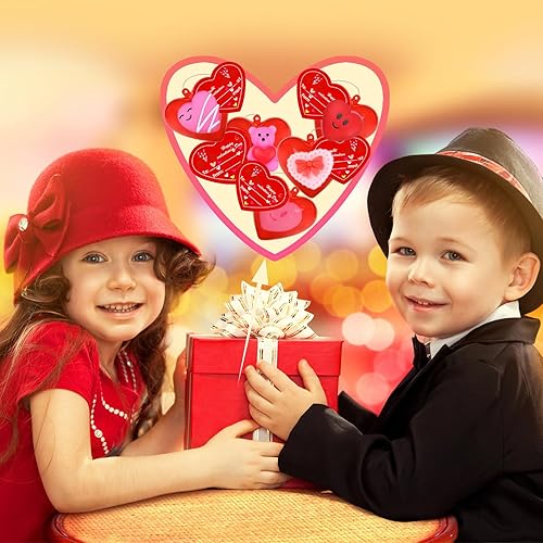 Miniatura 5 de Paquete de 24 juguetes blandos Mochi de San Valentín con tarjetas y corazones rellenos, regalos de San Valentín para amigos, juguetes kawaii para