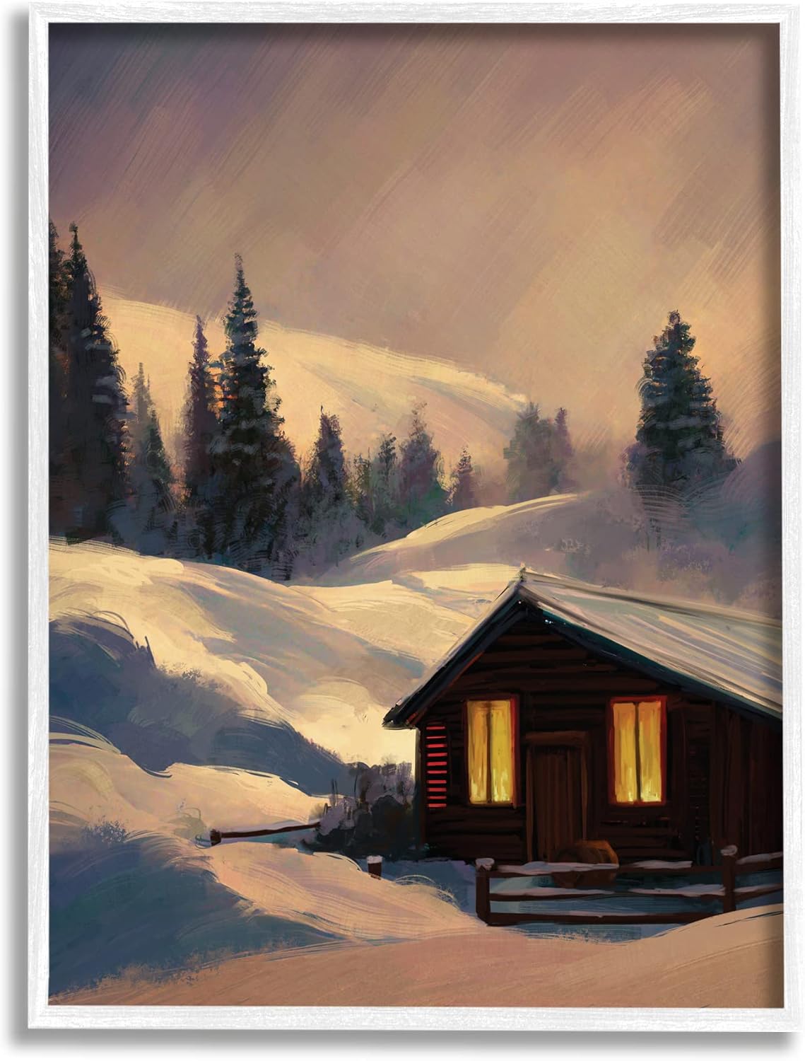 Stupell Industries Niveous Cottage Snow Scene Framed Wall Art, Design by Ziwei Li