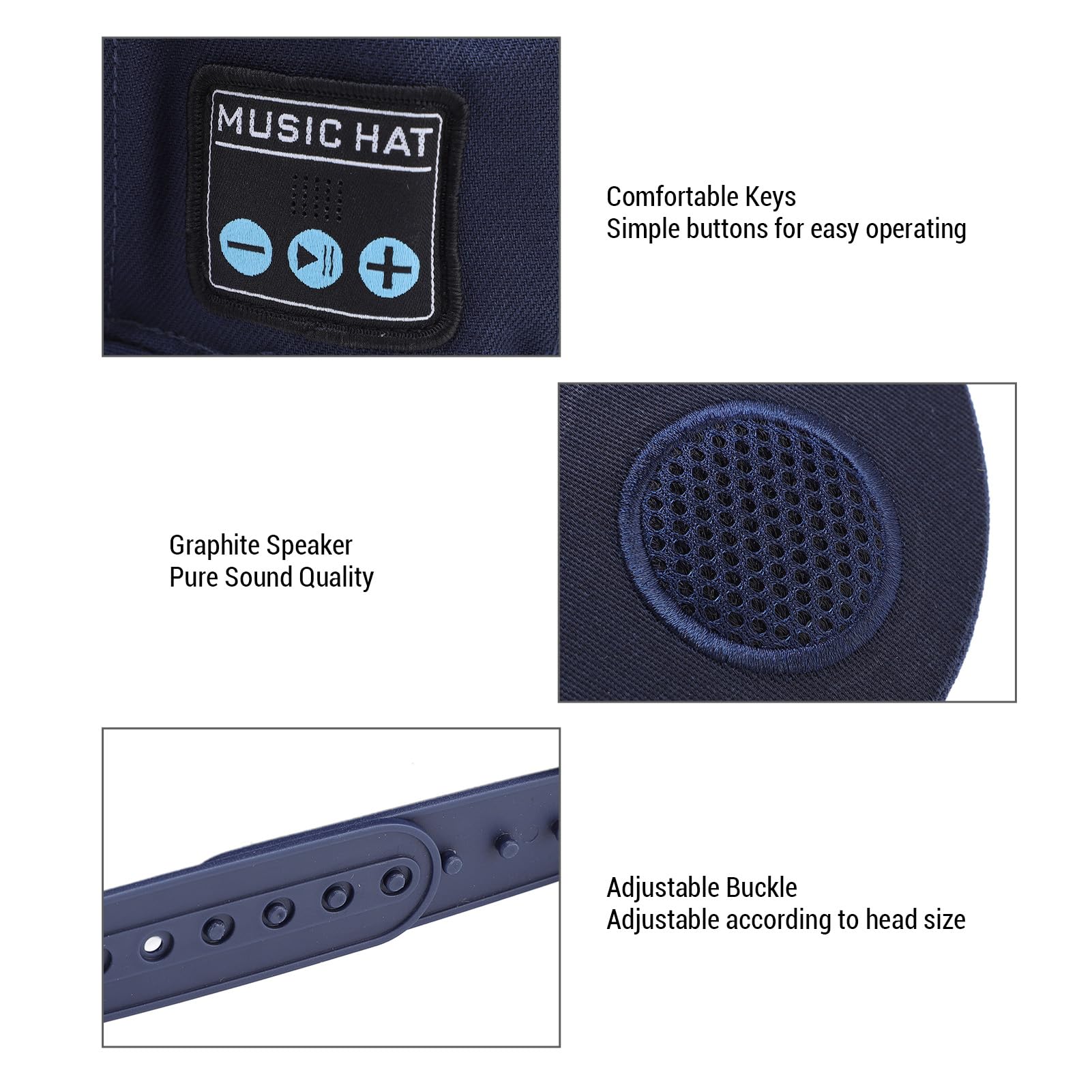 Denash Bluetooth Music Cap, Sombrero de Altavoz Inalámbrico con 6h Tiempo de Juego y Diseño Lavable para Correr Al Aire Libre (Azul púrpura)