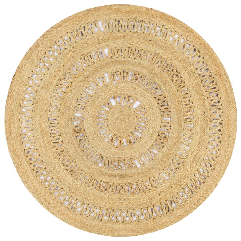 Tapis Fait à la Main en Jute tressée 120 cm pour Salon Chambre Cuisine intérieur extérieur bohème Vintage Design scandinave