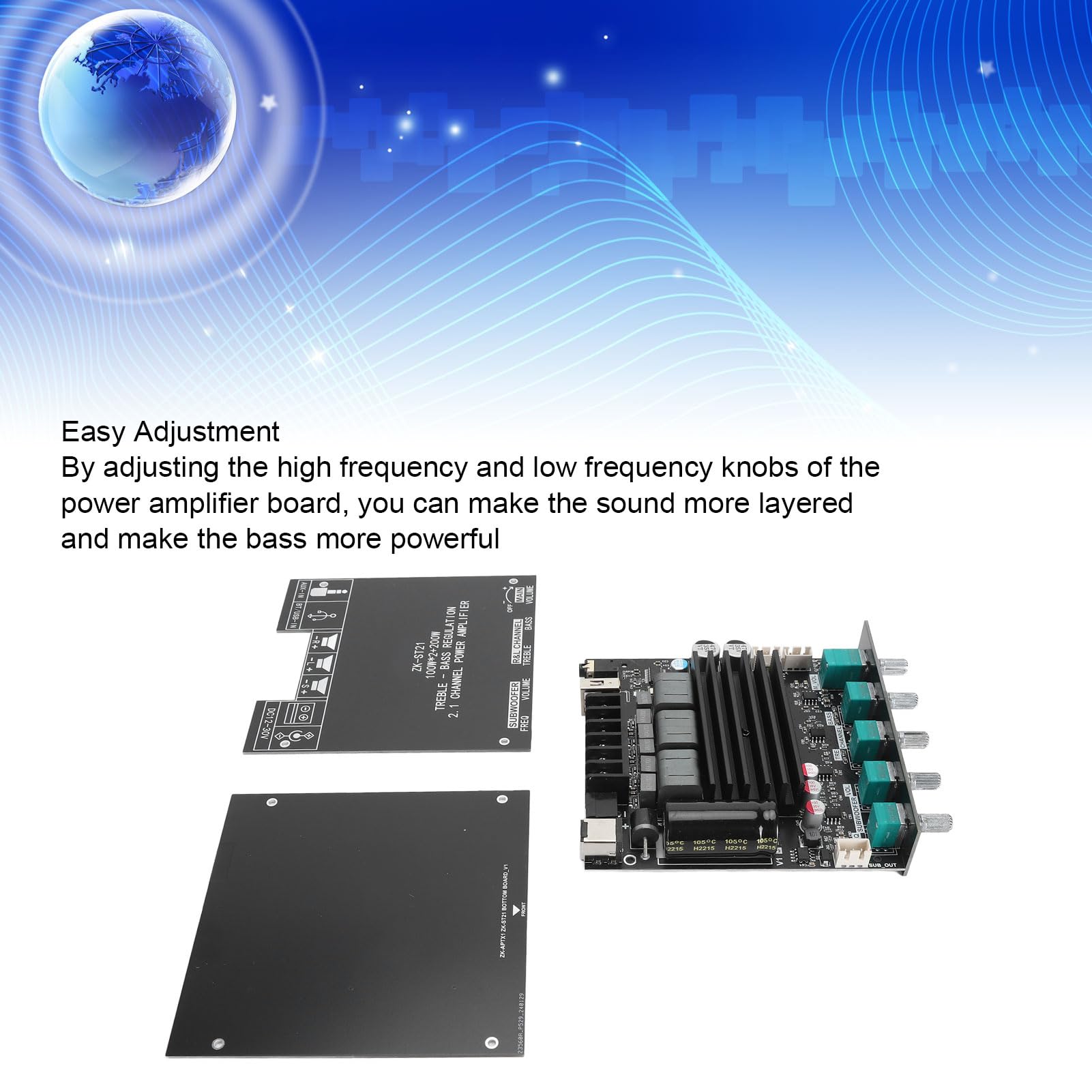 2.1-kanałowa Płytka Cyfrowego Wzmacniacza Mocy Bluetooth (Czarny