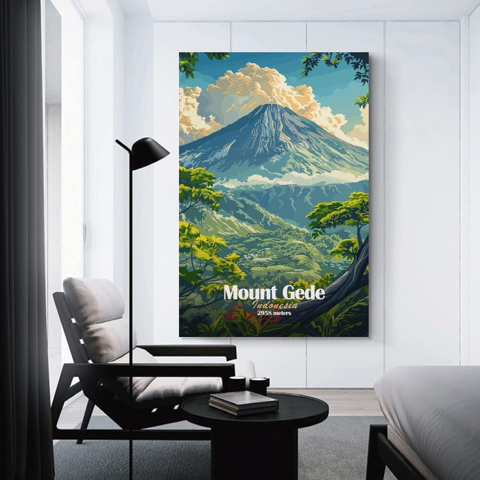 Junmoney Unframe-Style-4 Wall Picture Print Mount Gede Indonesia, 24X36inch(60X90cm), For Workspace Walls, Study Corners Or Bedrooms, A Smart Decor Choice For Study Walls