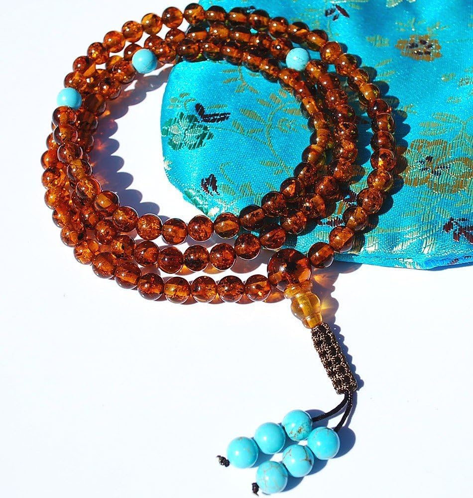 6mm Amber Mala Necklace