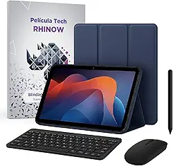 Kit Capa Slim para Xiaomi Redmi Pad 2: Película de vidro + Caneta Precision + Teclado e Mouse (Rhinow) (Azul Escuro)