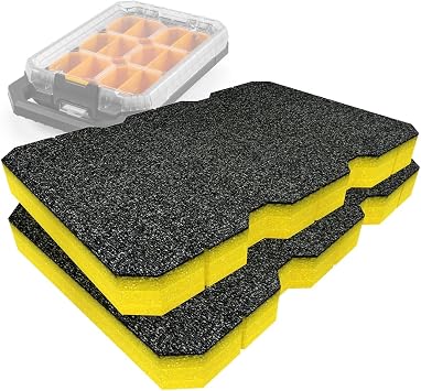 Shadow Foam Insert Pack Compatible with Toughbuilt  StackTech Compact Organiser | Cut and Peel Foam for Toolbox Organisation, Kaizen, 5S Yellow, 30mm