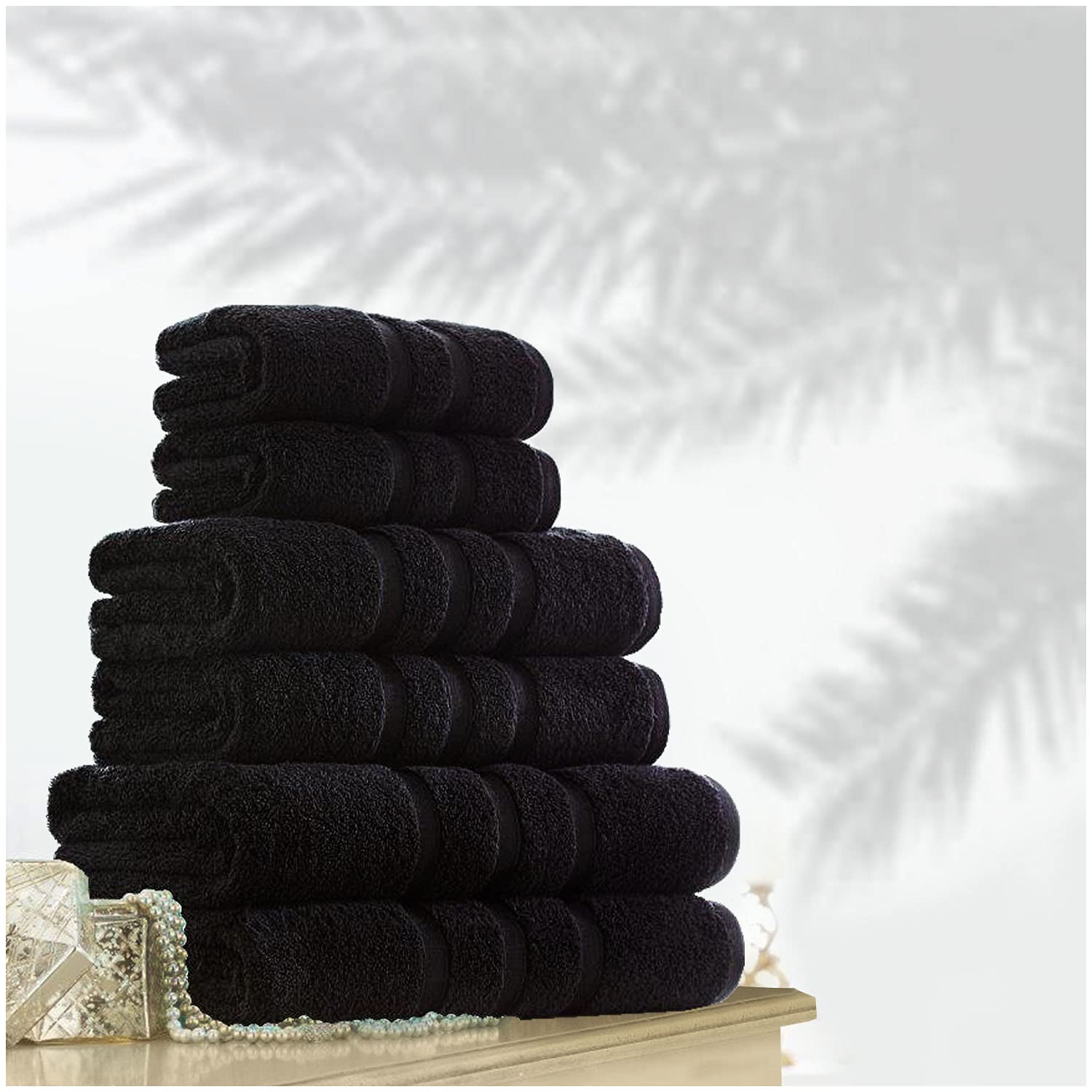 GC GAVENO CAVAILIA Luxury Zero Twist Bath Sheet, Pack Of 2 Egyptian Cotton Towels Sets, 550 GSM Washable Black Towel, 90X140