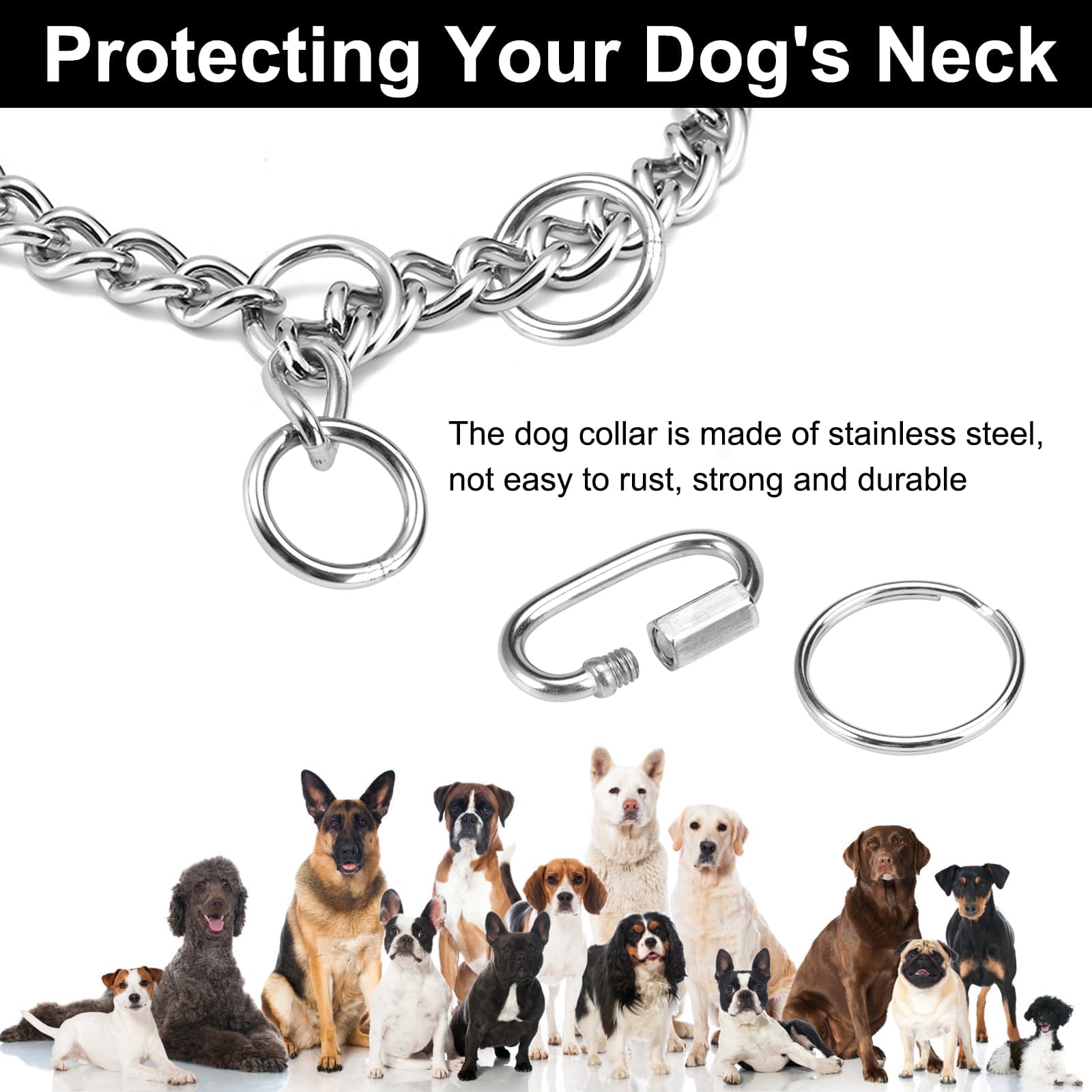 55cm Stainless Steel Choke Chain For Dogs,Adjustable Slip Collar For Medium & Large Dogs - Image 3