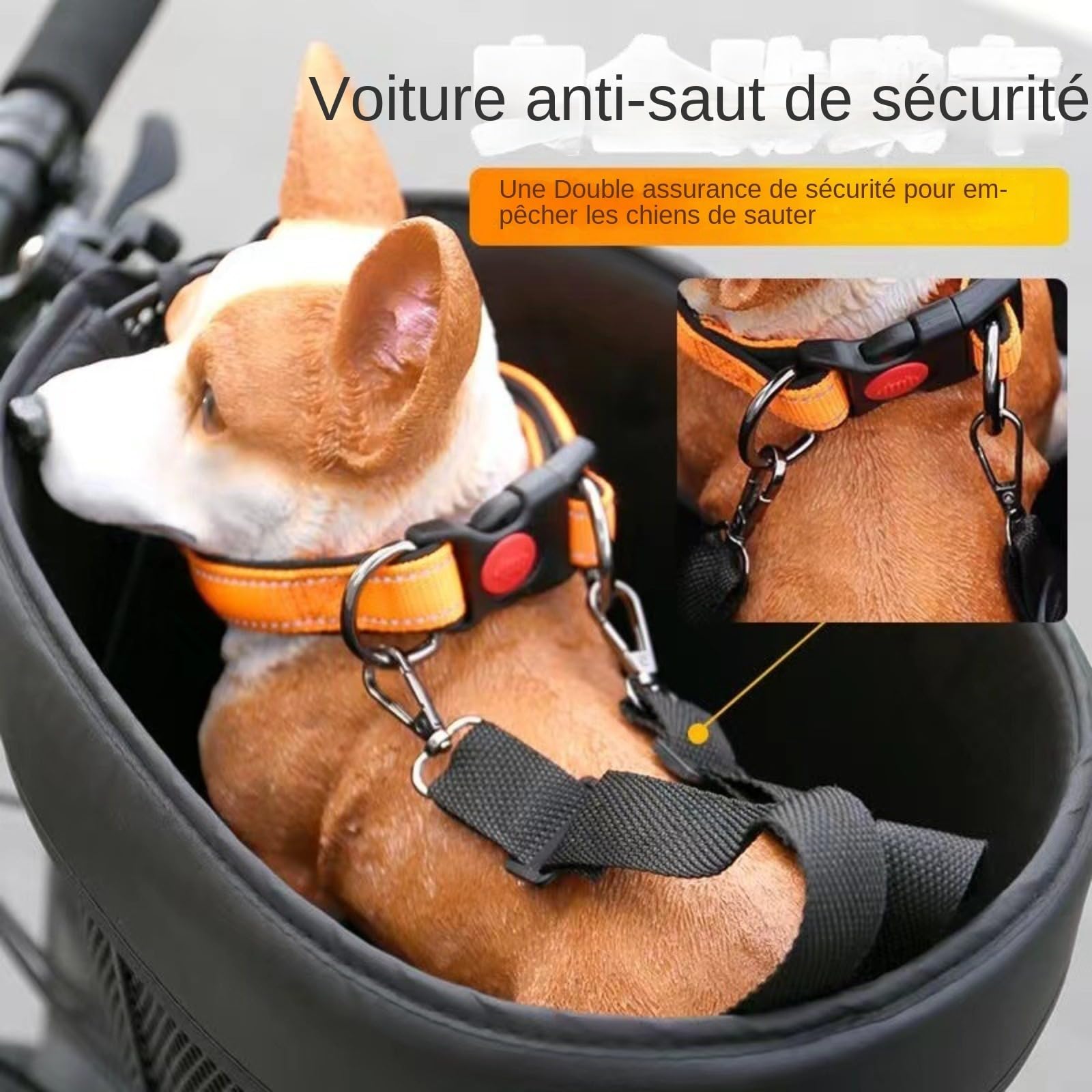Cesta de bicicleta para perros - Cesta de compras portátil para gatos y perros - Barra transversal delantera con forro de esponja - Tamaño,Cesta para mascotas de bicicleta, cesta de comestibles de MTB