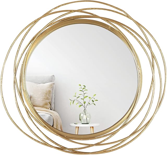 Mirrorize Large 51cm Gold Round Mirror, Circle Framed Bathroom Vanity Mirror, Wall Mirror for Living Room Hallway Bedroom, Make Up Mirror 51 CM Diameter,IMP8450