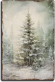 Aluminum Tin Sign Mountain Forest Winter Wall Decor Christmas Garage Home Wall Decoration 8.00