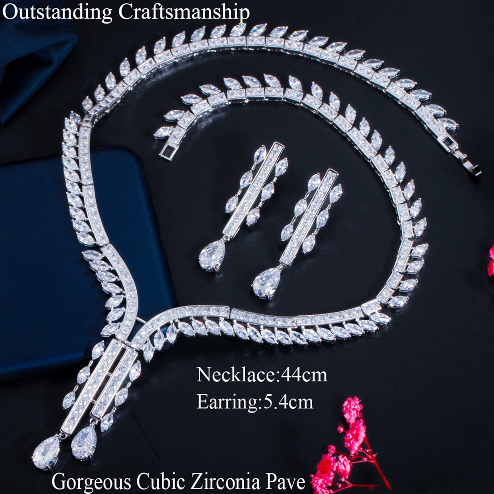 weiße Farbe wassertropfen zirkonia Damen Party Hochzeit Braut kostüm schmuck Set schmucksets