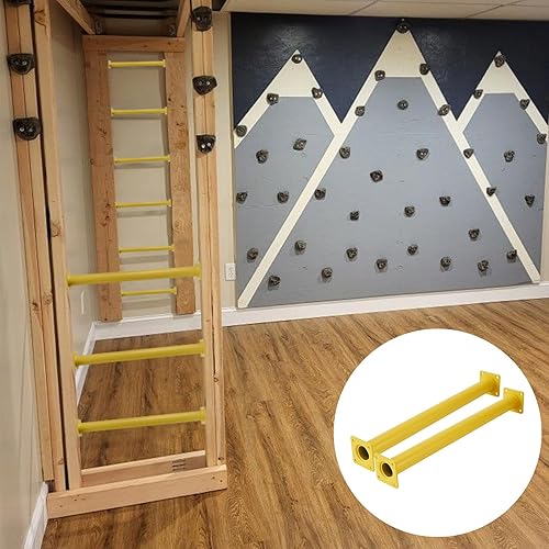 Miniatura 7 de Juego de 6 barras de mono para patio trasero, peldaños de escalera de acero para exteriores, asas de escalada de seguridad, 16.5 pulgadas, color