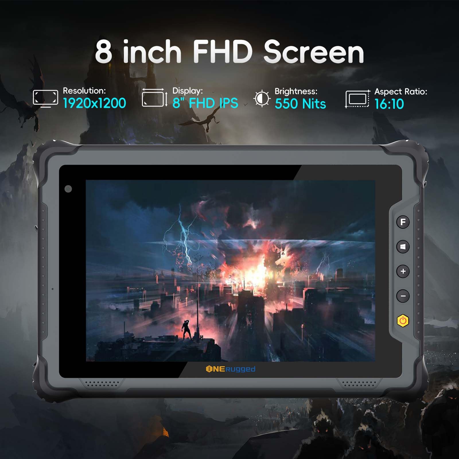 Rugged Tablet M80J, 8 Zoll Windows 11 Pro Robustes Tablet, 8GB+128GB, Intel N5100, IP65 Wasserdicht, 5000mAh, 4G LTE GPS Industrieller Outdoor-PC Für Bauarbeiten (M80J)