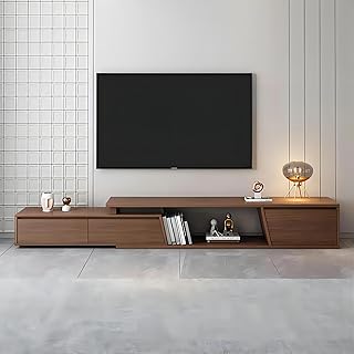 homary TV Stands for Living Room, Walnut Extendable TV Console Table, Mi...