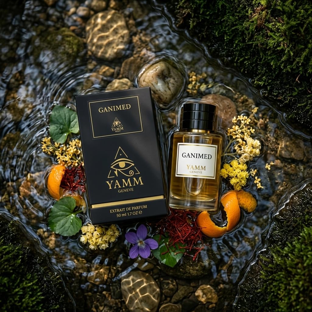 Ganimed | Extrait de Parfum 50 ml | Profumo Unisex Uomo & Donna | Zafferano, Mandarino Italiano & Camoscio | Minerale, Legnoso & Muschiato | Lusso & Lunga Tenuta