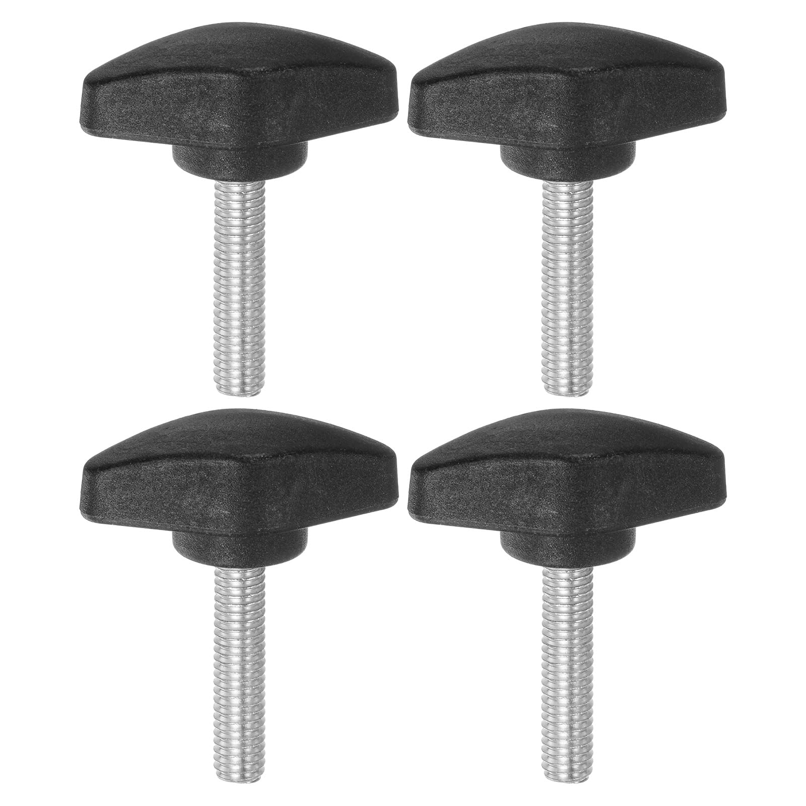 QUARKZMAN 4pz Manopole a T Con Viti a Testa Alare M6x30mm - Plastica Filettatura Maschio Standard, Maniglie Serraggio a Mano, Vite a Testa Zigrinata, Nero