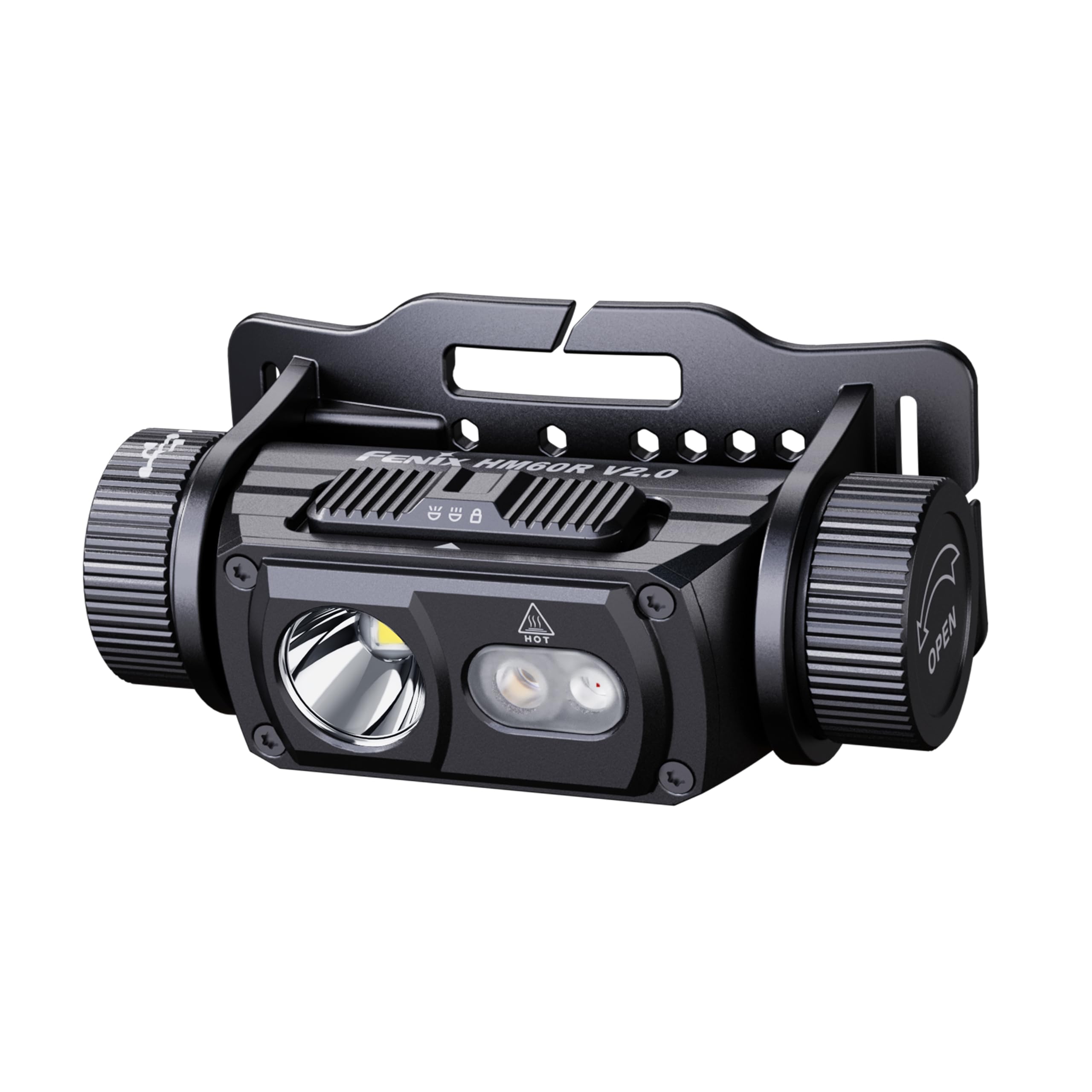 Fenix HM60R V2.0 - Linterna frontal recargable para exteriores | 1600 lúmenes | 170 m | 292 horas máximo | haz puntual, haz de inundación, luz roja/flash | Interruptor selector deslizante | IP68